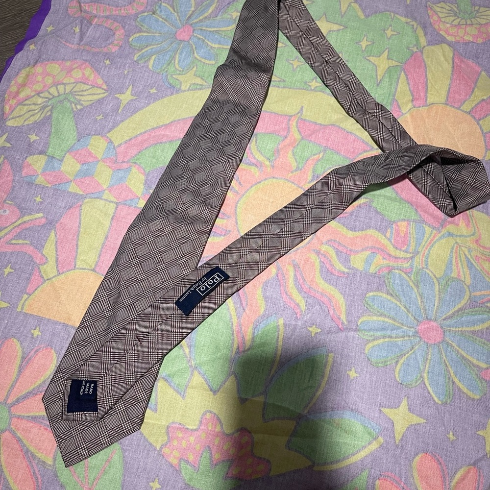 Ralph Lauren Checked Brown Silk Tie